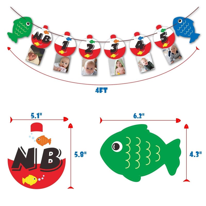 Yaaaaasss! 12 Month Fishing Photo Banner Ofishally One Photo Banner The Big One Bobber Baby Monthly Photo Props Fishing Birthday Decorations for 1st Birthday Supplies - Image 3